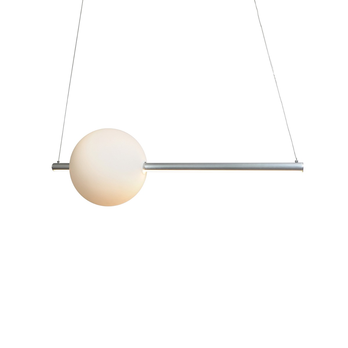 10023PN-BA ORB Linear Bar Pendant with Up-Down Illumination and Opal Glass Orb