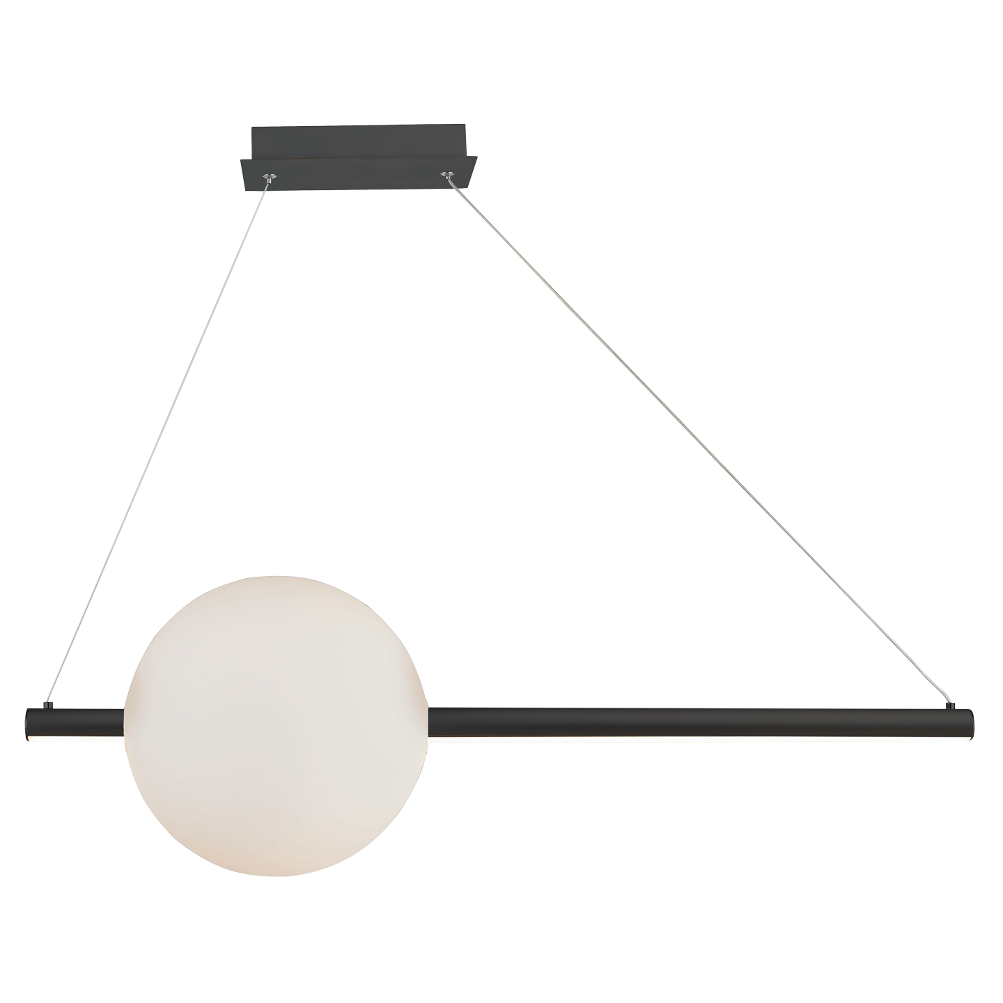 Linear Bar Pendant with Up-Down Illumination with Opal Glass Orb