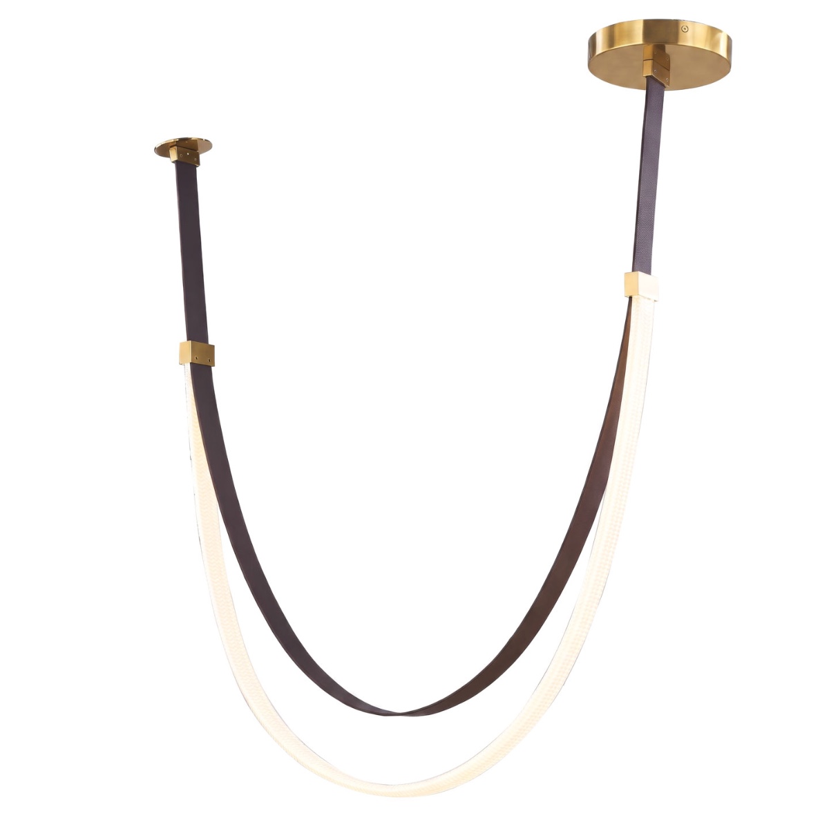 Flat Silicon Rope Pendant with Leather Suspension