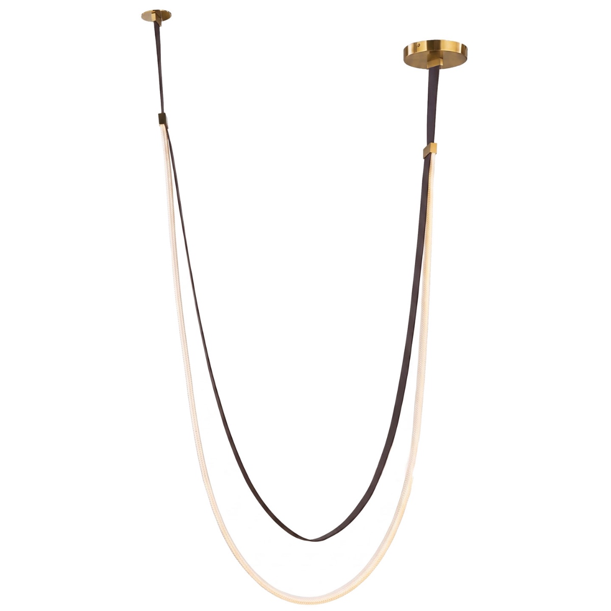 98 Inch Flat Silicon Rope Pendant with Leather Suspension