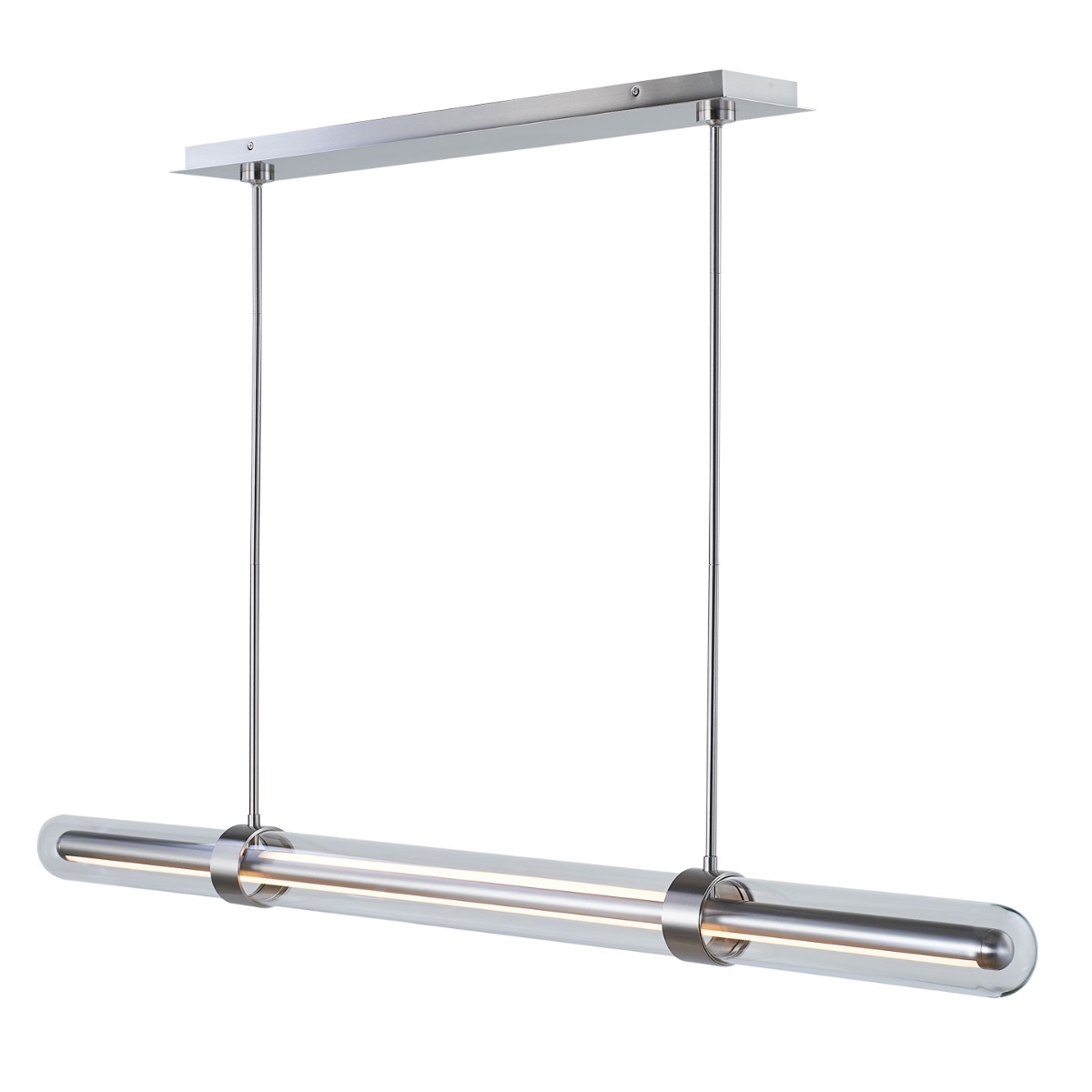 59" Clear Outer Glass Linear Pendant with Up and Down Light