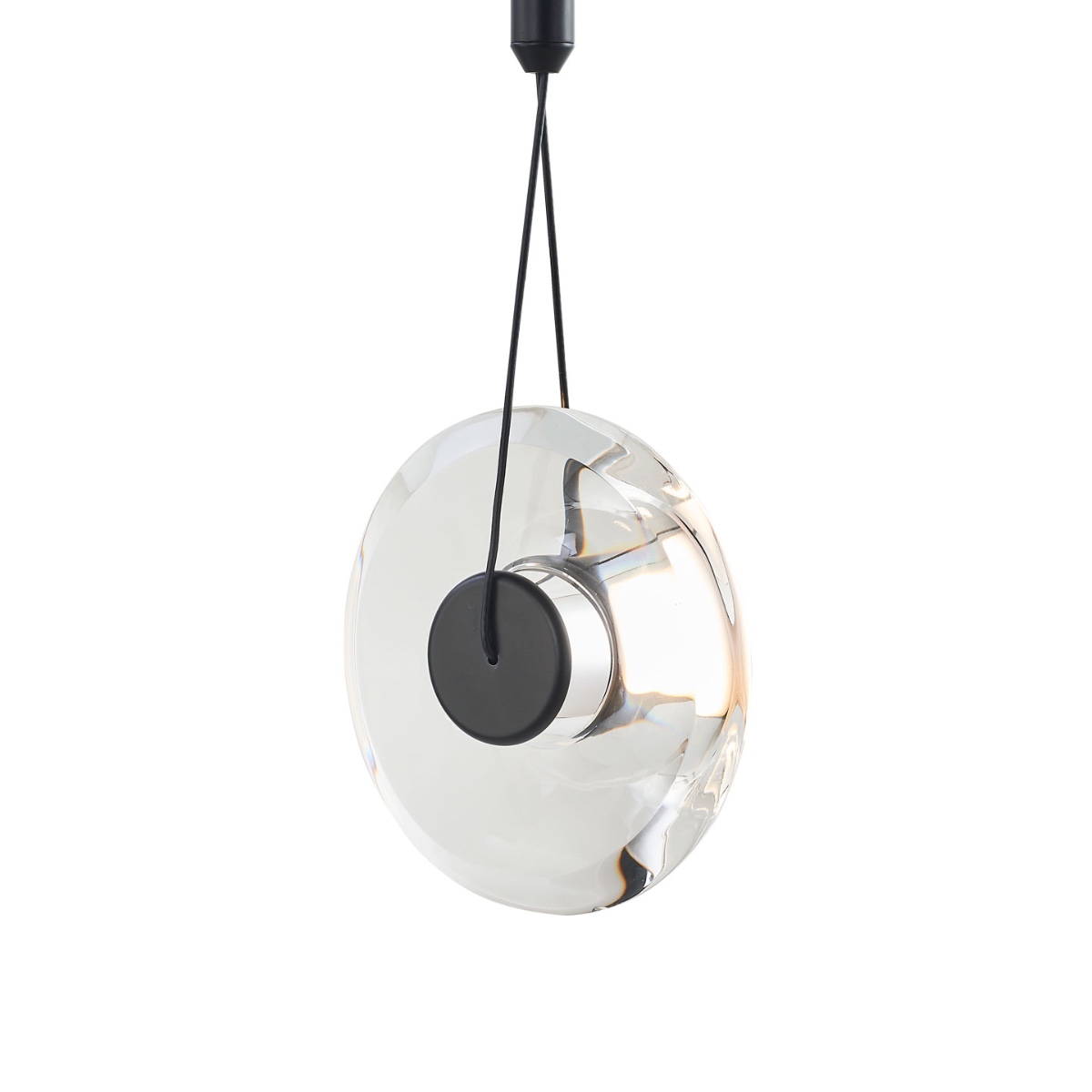 Clear Solid Crystal Disc Pendant includes 120" Cord and Uni-Jack Plug