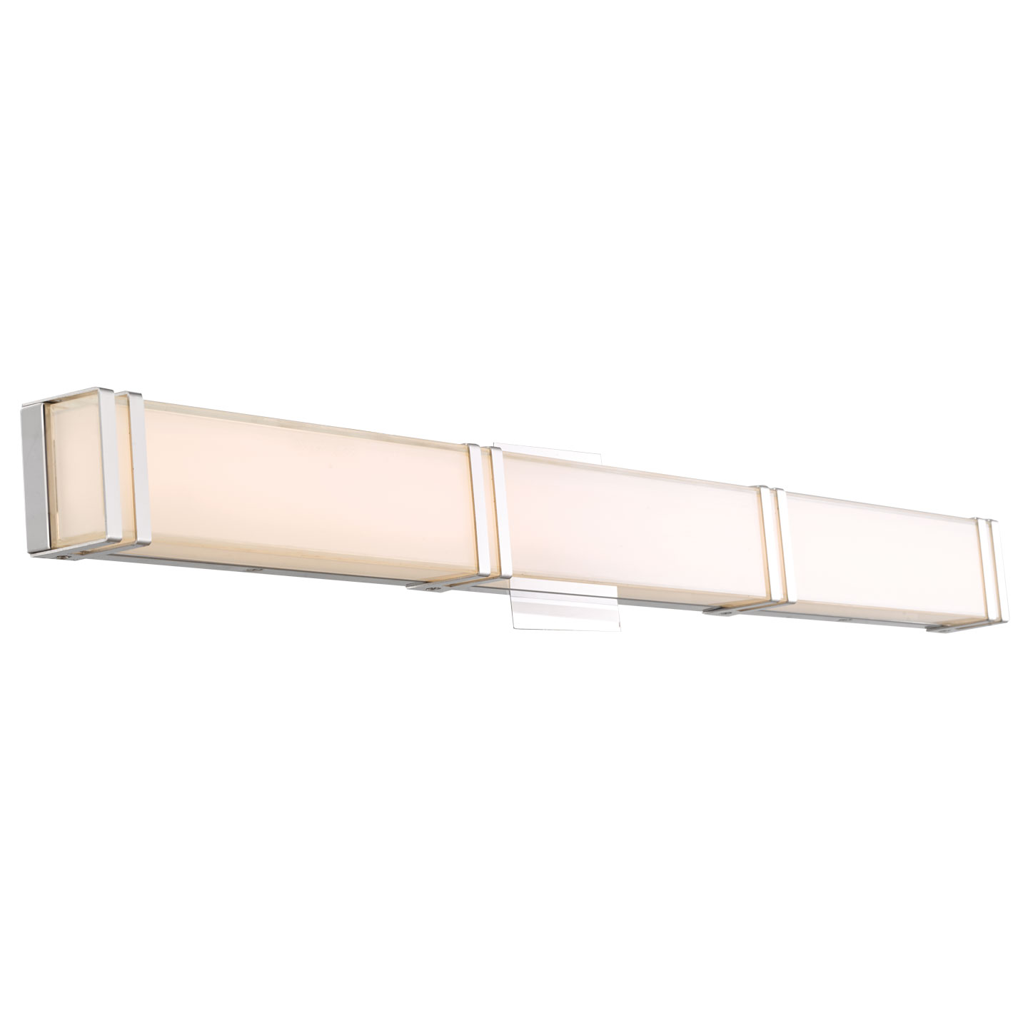 Miter Glass LED Vanity with Chrome Brackets