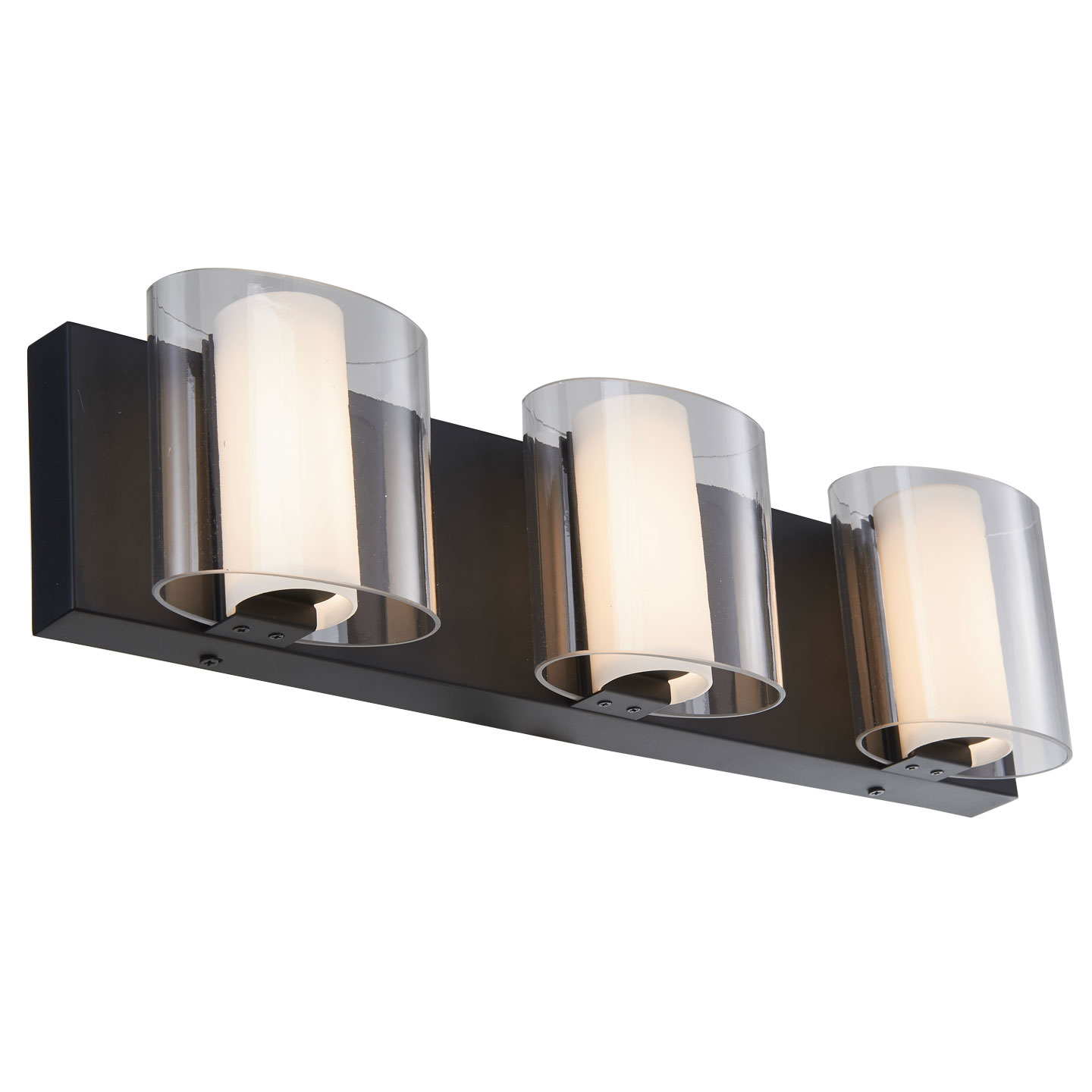 3 Light Curved Clear and Opal Glass Vanity