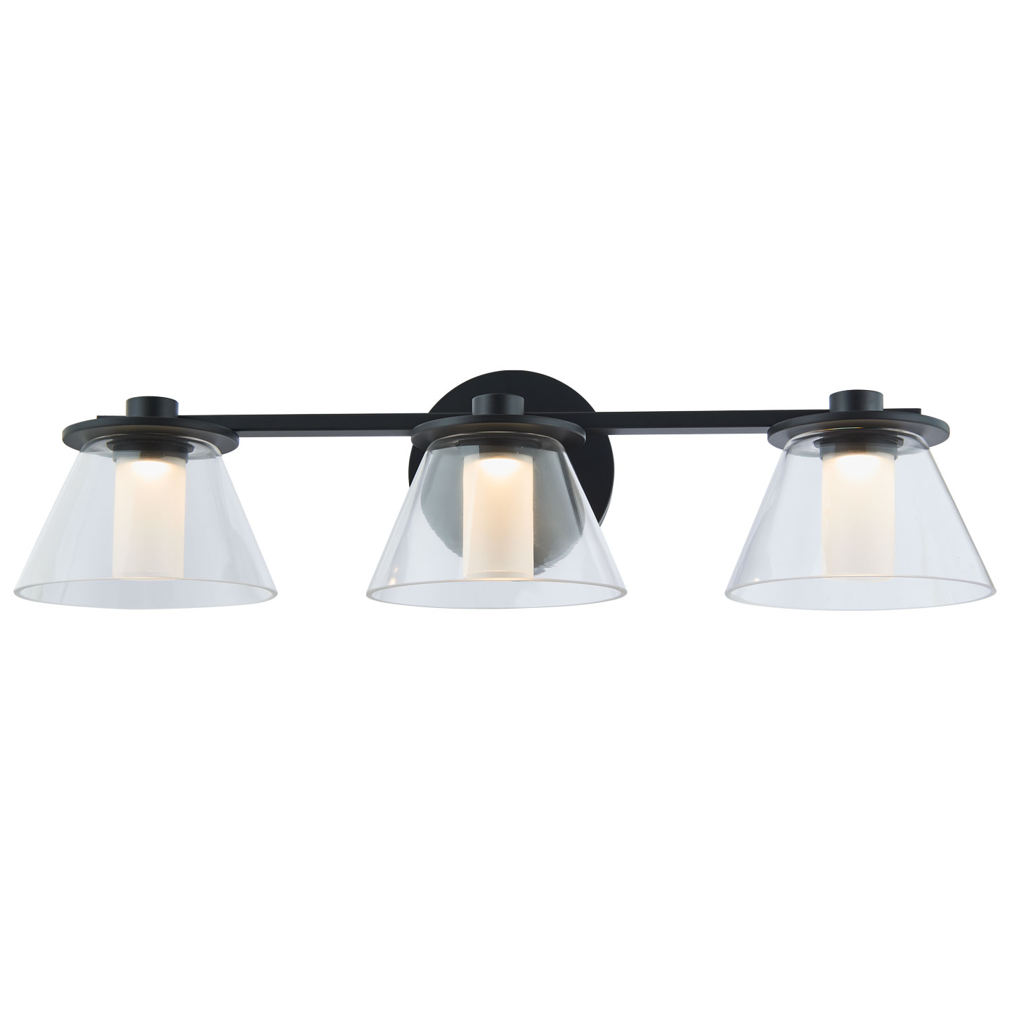 3 Light Clear Glass Cones with Opal Glass Diffuser