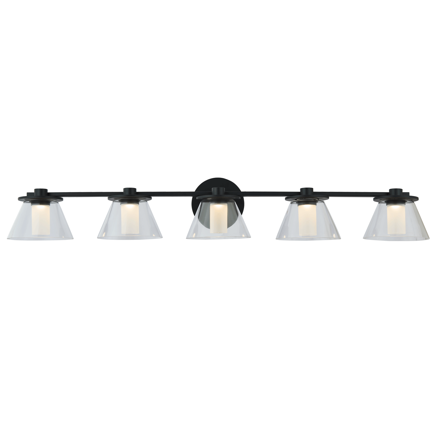 5 Light Clear Glass Cones with Opal Glass Diffuser