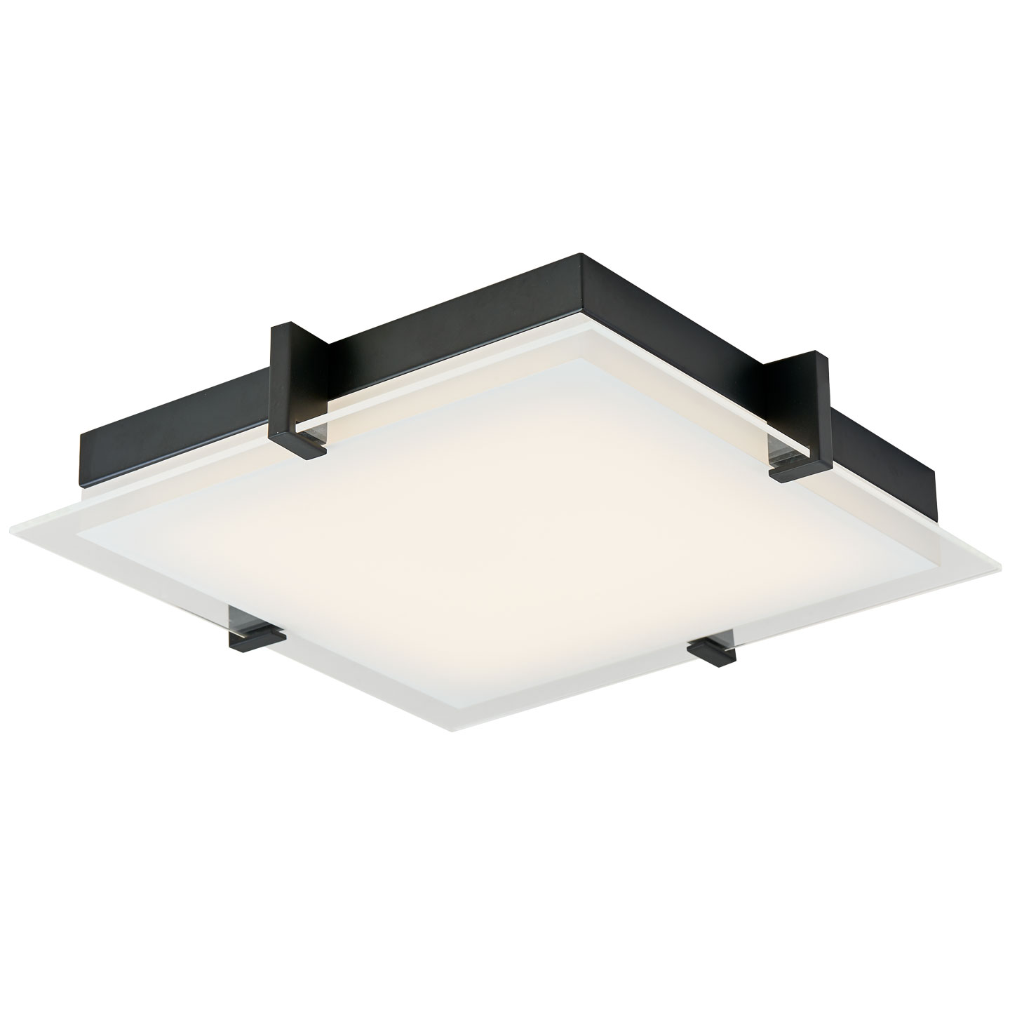 Medium Square Glass Low Profile Flushmount